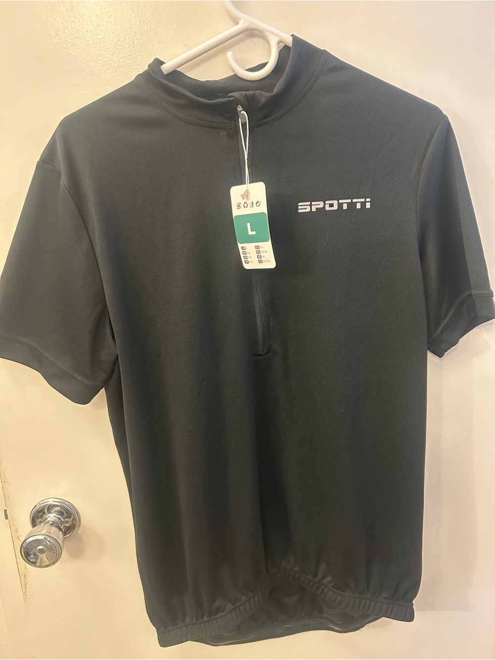Men's Black Short-Sleeve Cycling Jersey with Front Zip